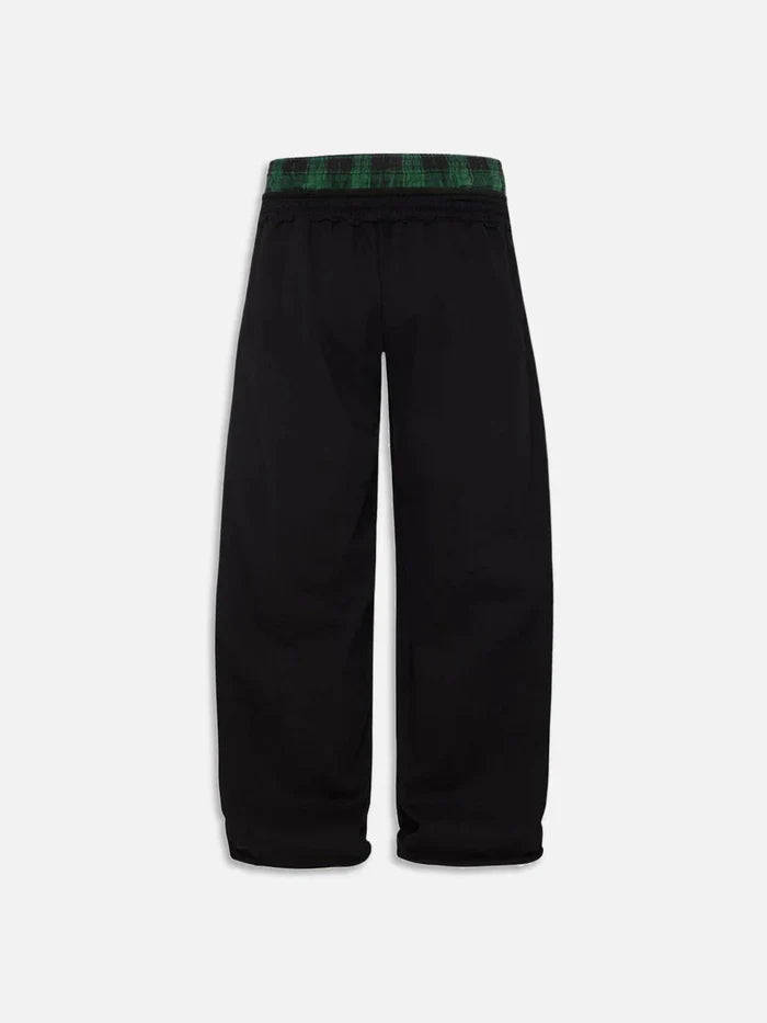 Checkered Sweatpants with Double Waistband