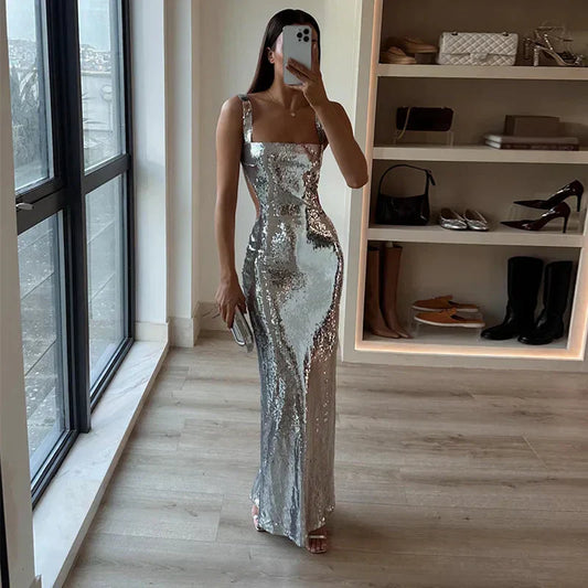 EVA MAXI DRESS - SILVER