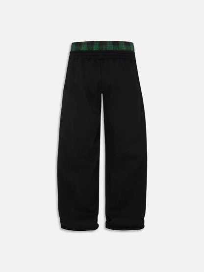 Checkered Sweatpants with Double Waistband