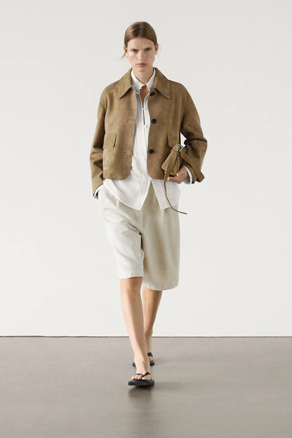 Split suede leather jacket