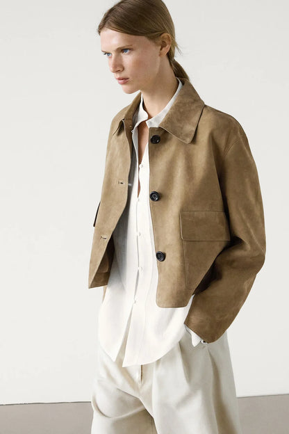 Split suede leather jacket