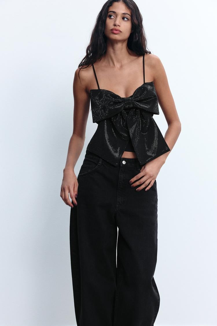 LuxeBow™ - Glitter Bow Crop Top