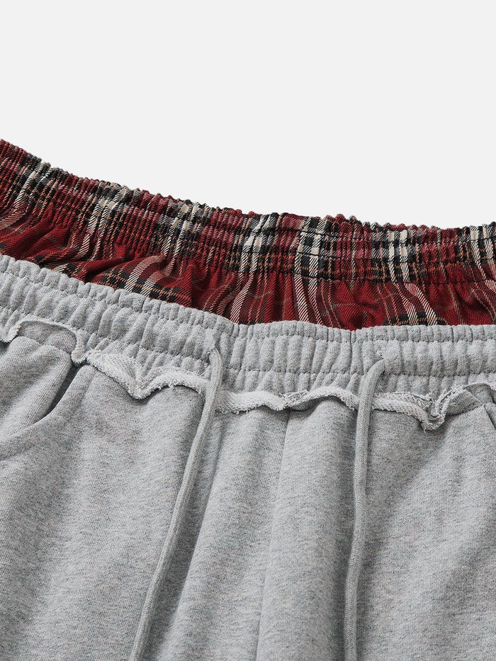 Checkered Sweatpants with Double Waistband