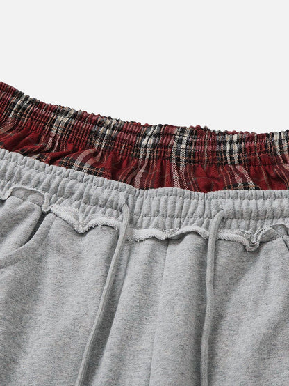 Checkered Sweatpants with Double Waistband