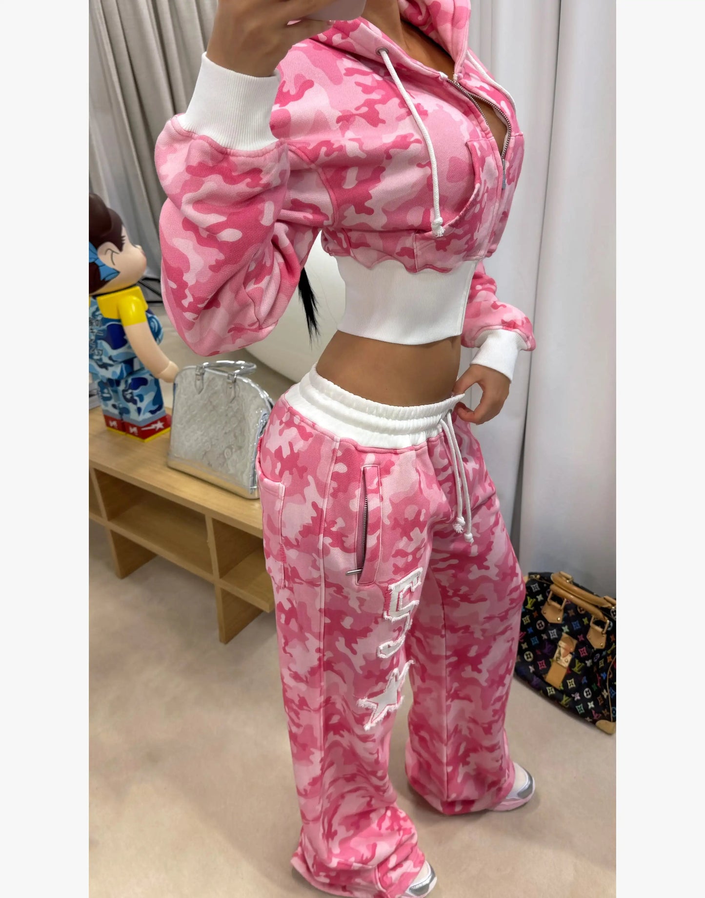 Camo Cropped Track Suit