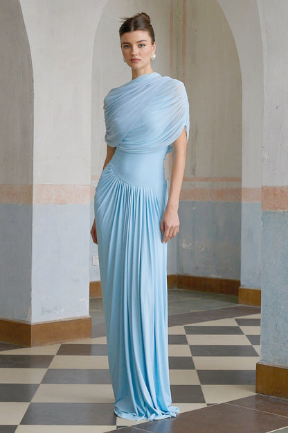 Noelle Sky Pleated Dress