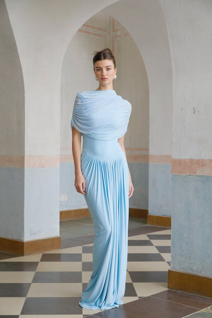 Noelle Sky Pleated Dress
