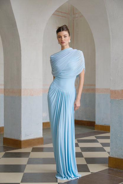 Noelle Sky Pleated Dress