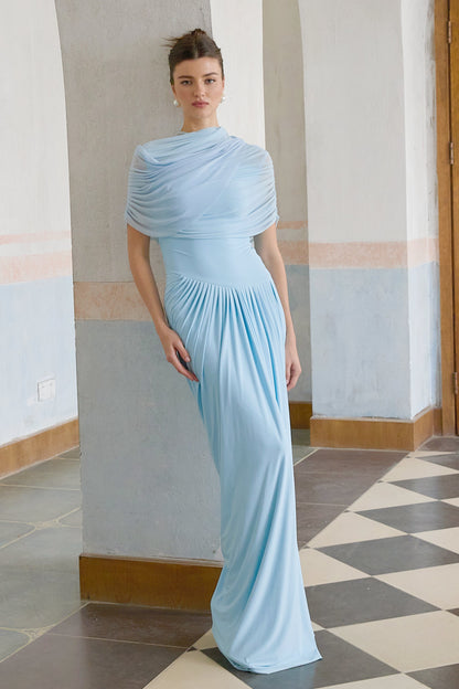 Noelle Sky Pleated Dress