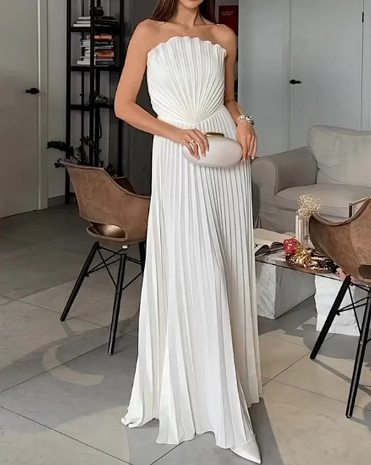 Top Pleated Fan Blade Split Dress