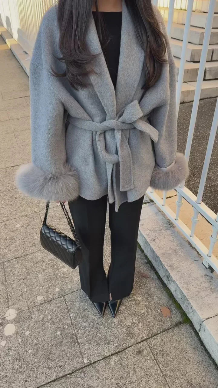 Elysée Fur‑Edged Wool Coat