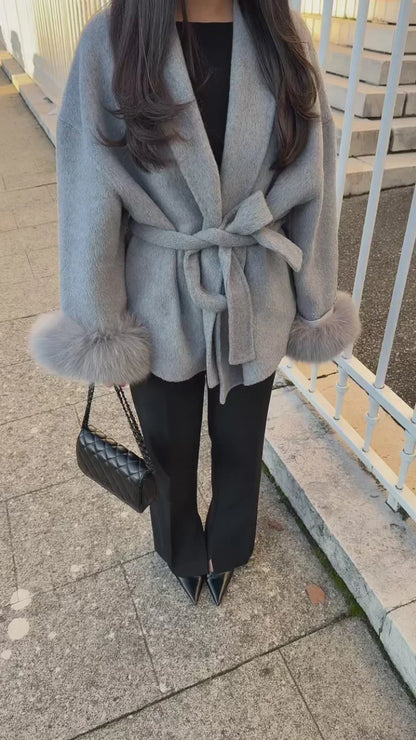 Elysée Fur‑Edged Wool Coat
