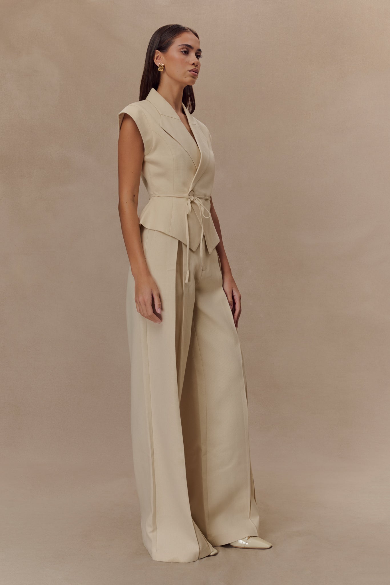Tina short-sleeved linen blouse - natural beige