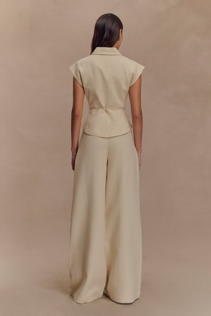 Tina short-sleeved linen blouse - natural beige