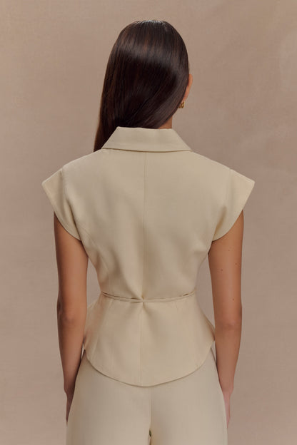 Tina short-sleeved linen blouse - natural beige