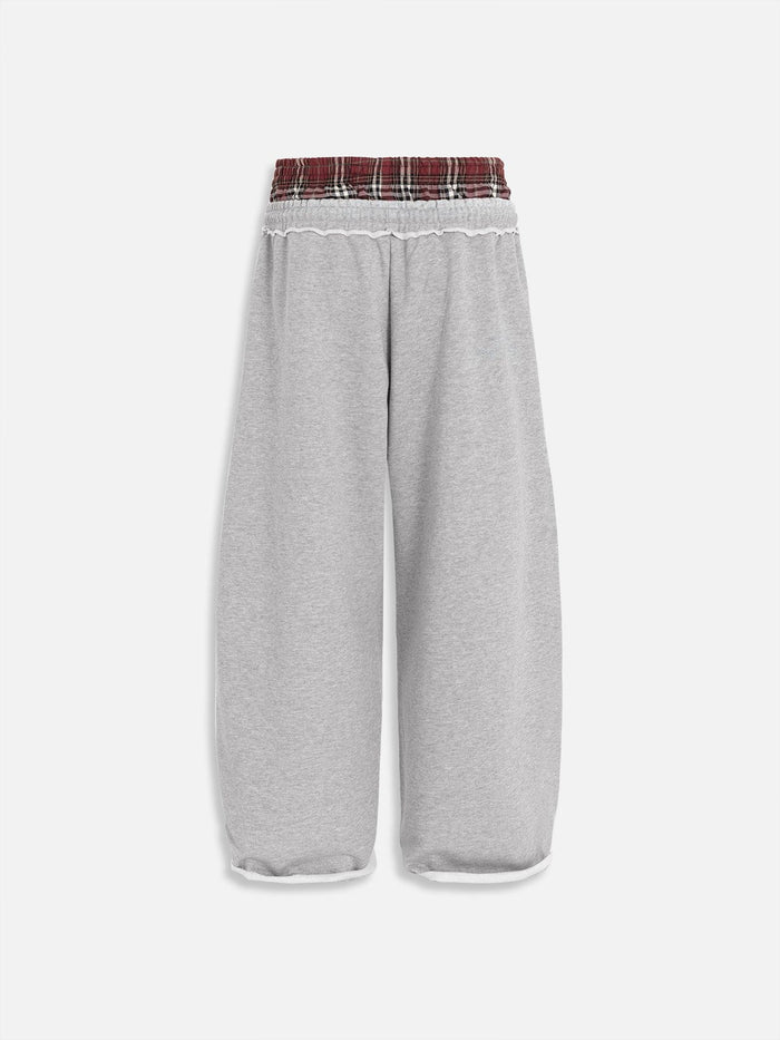 Checkered Sweatpants with Double Waistband