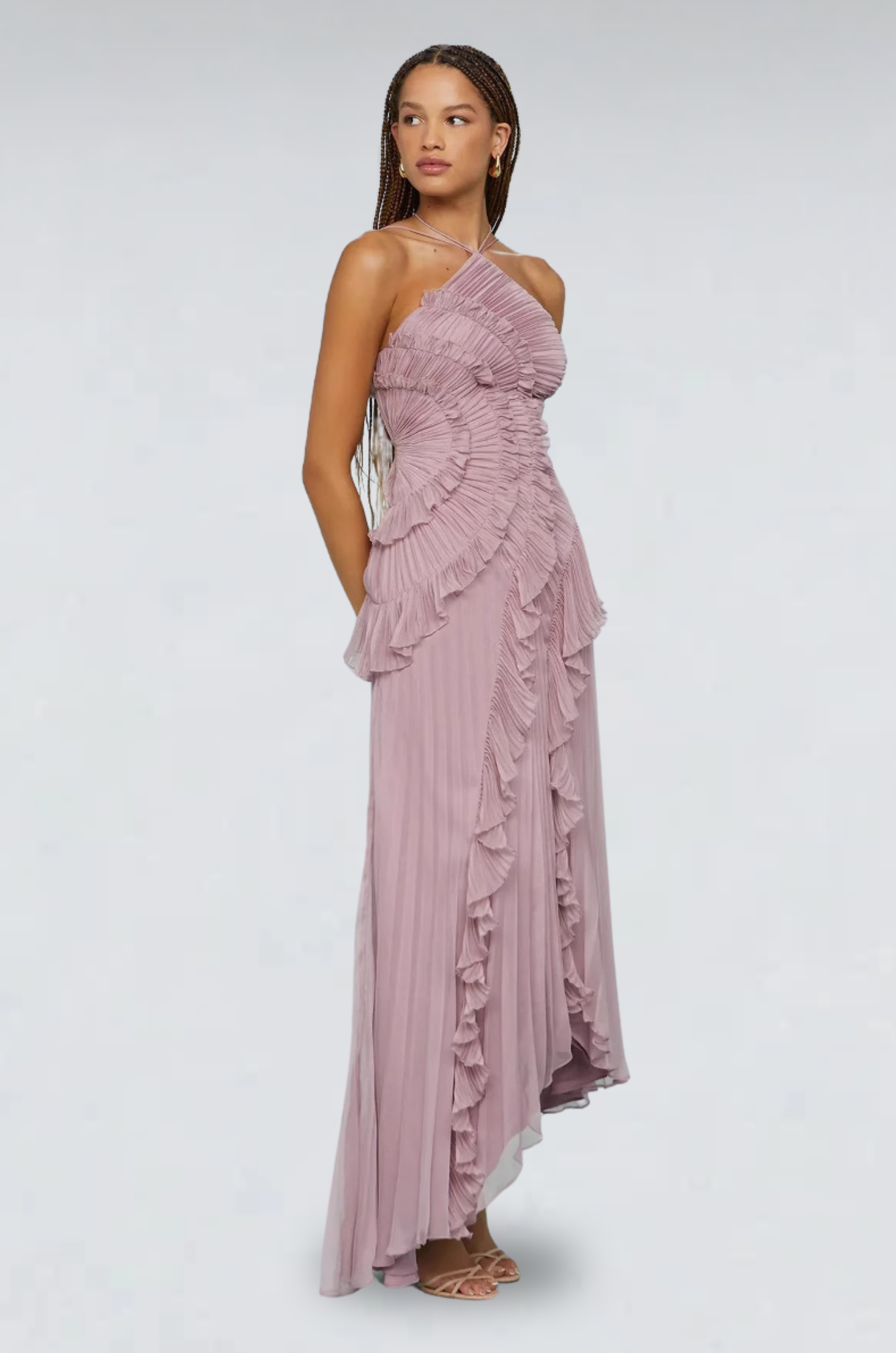 Sara | Purple Pleated Dress