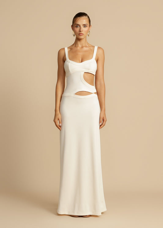 Chloe- Stylish Fitted White Dress