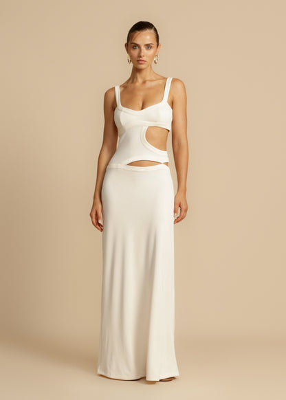 Chloe- Stylish Fitted White Dress