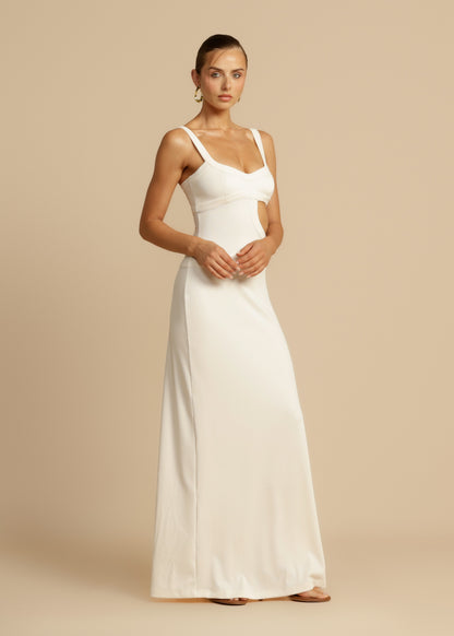 Chloe- Stylish Fitted White Dress