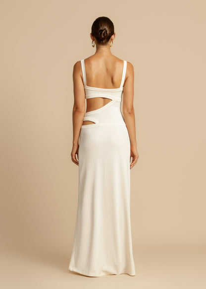 Chloe- Stylish Fitted White Dress