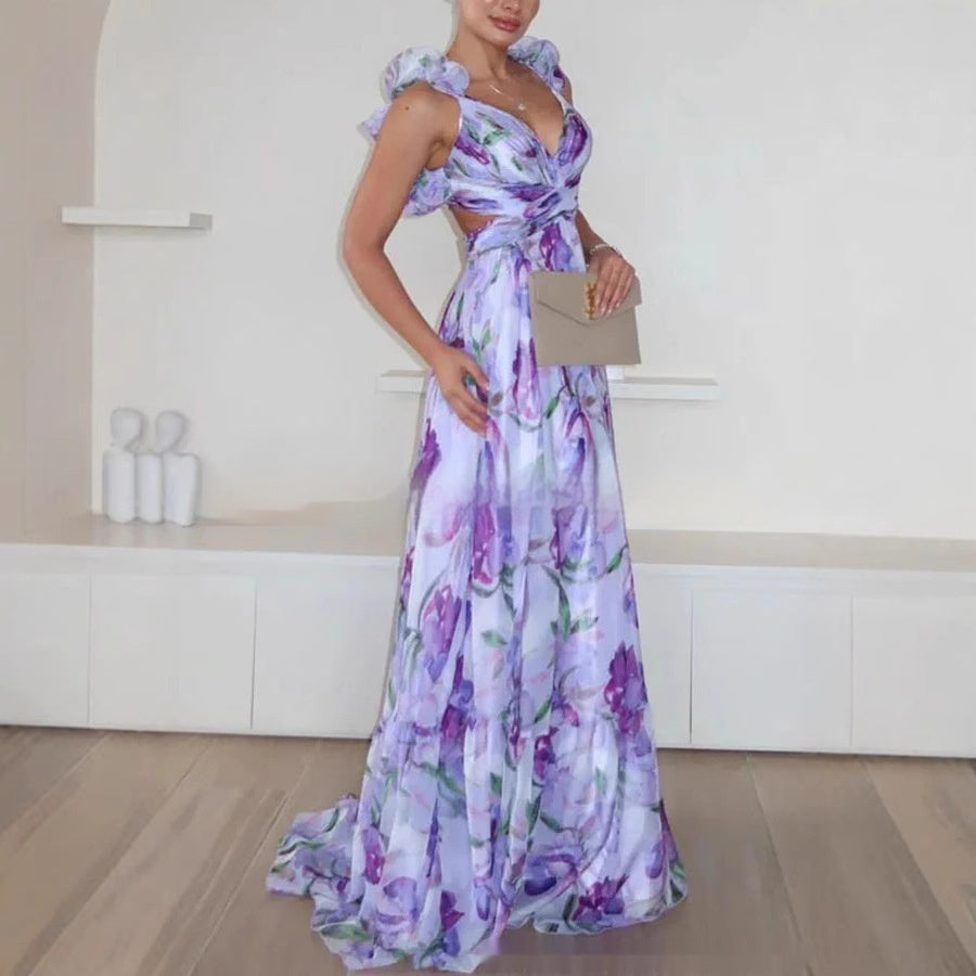 Floral Breeze Lace-Up Dress