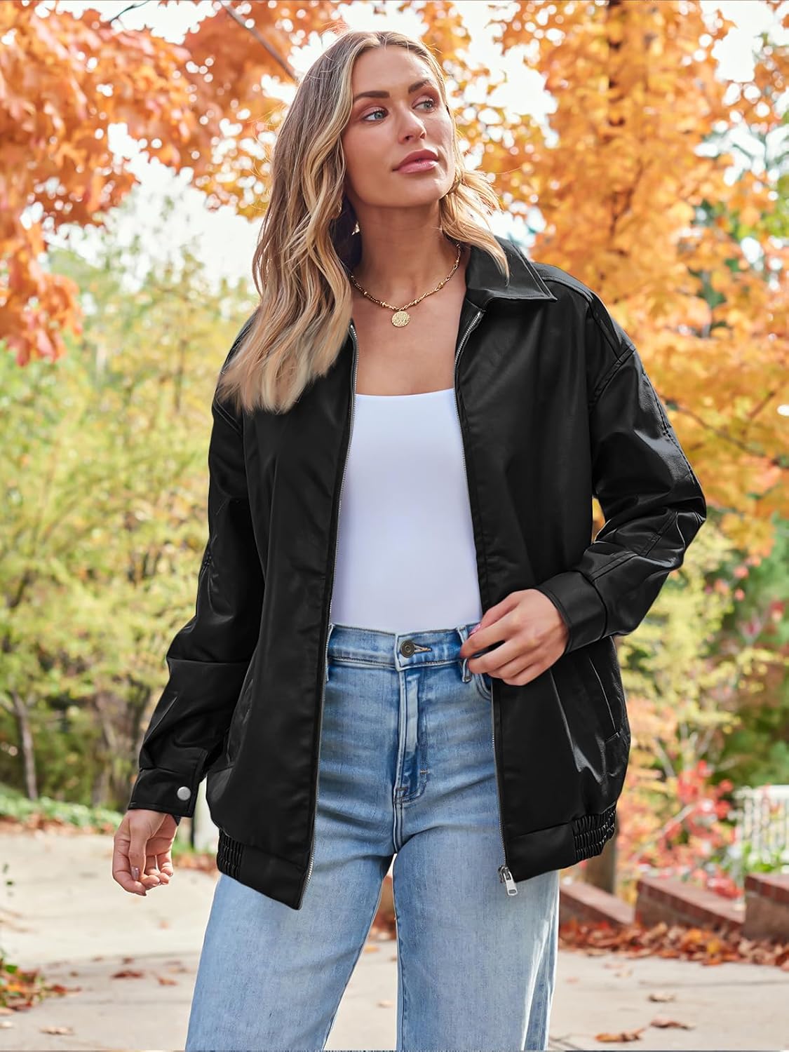 Womens Oversized Leather Jacket