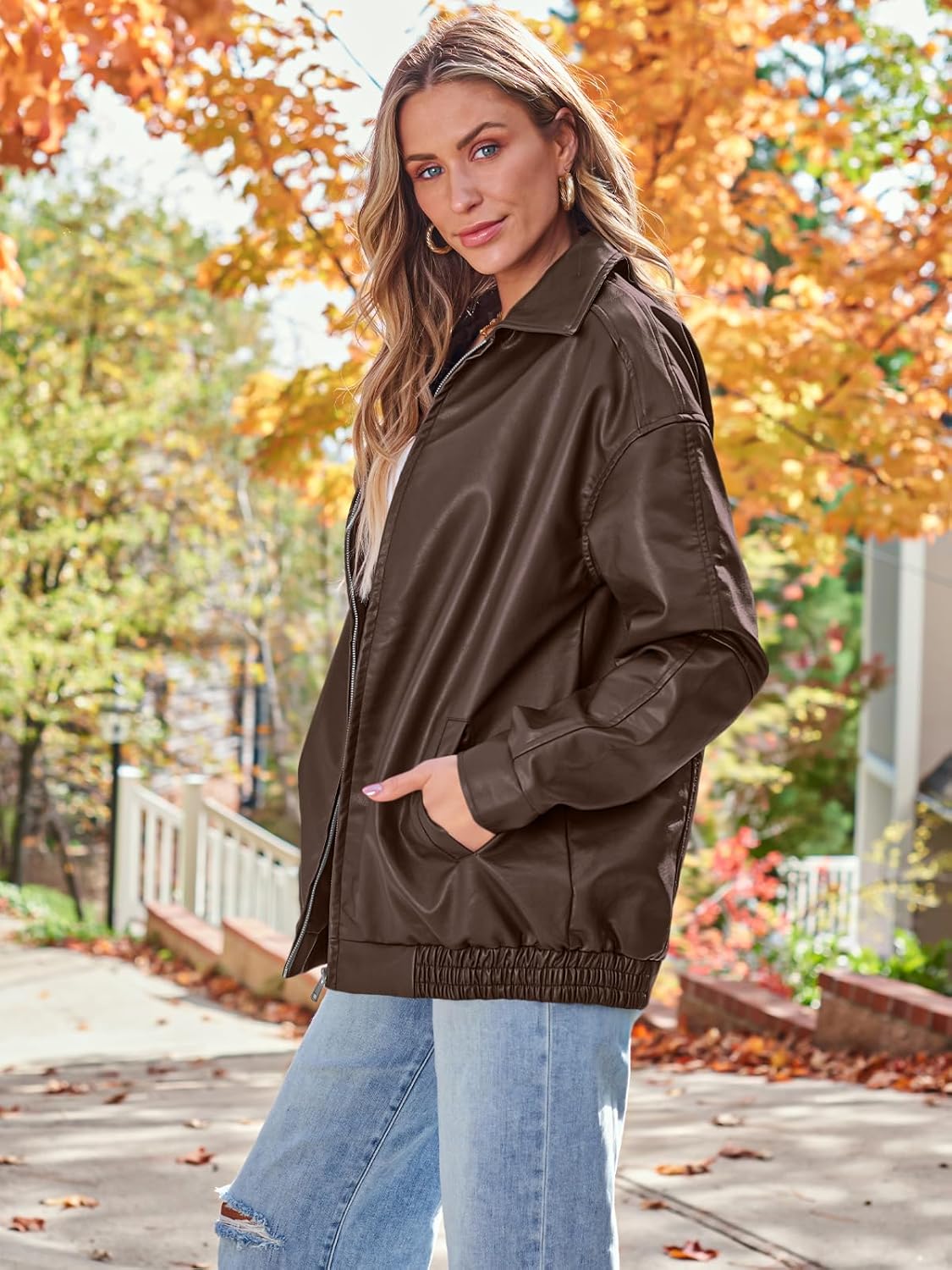 Womens Oversized Leather Jacket
