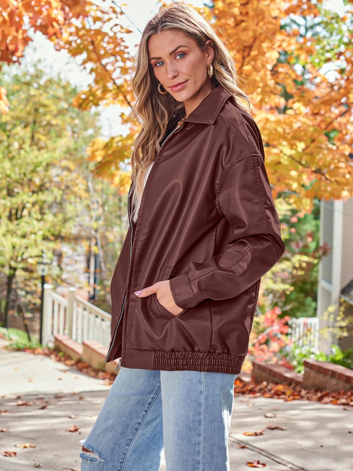 Womens Oversized Leather Jacket