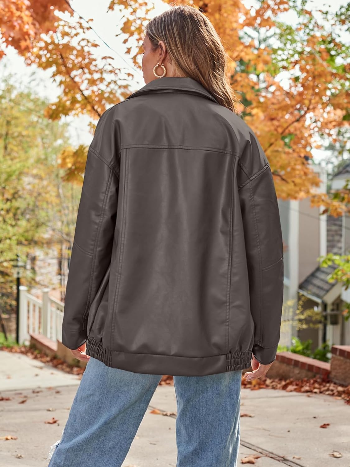 Womens Oversized Leather Jacket