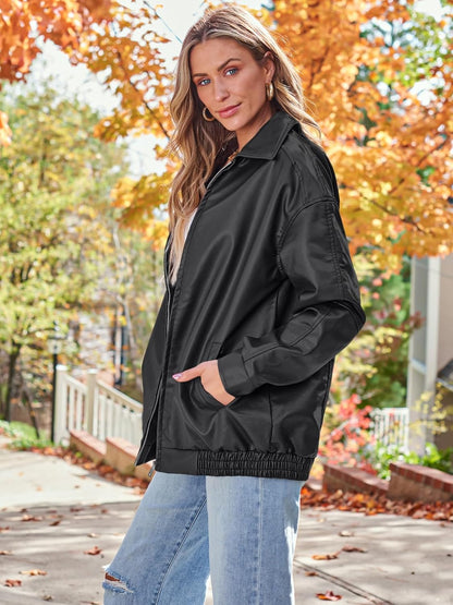 Womens Oversized Leather Jacket