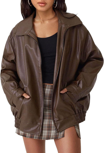 Womens Oversized Leather Jacket