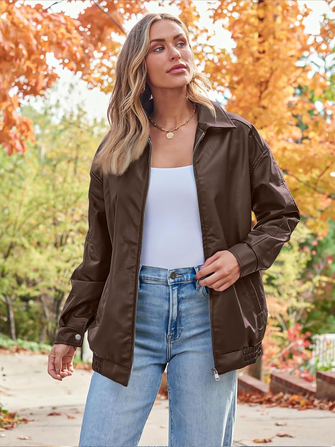 Womens Oversized Leather Jacket