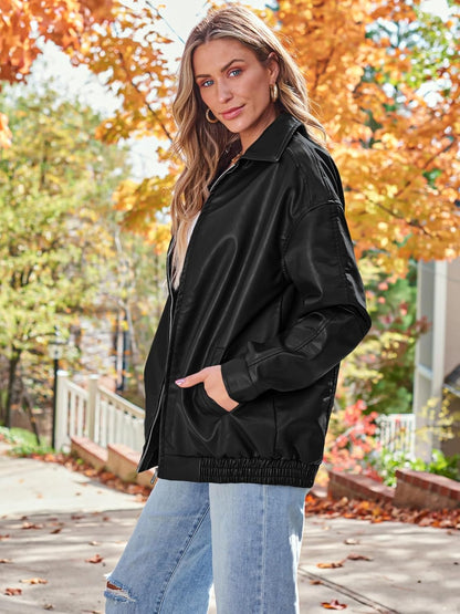 Womens Oversized Leather Jacket