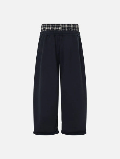 Checkered Sweatpants with Double Waistband