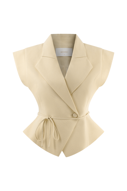 Tina short-sleeved linen blouse - natural beige