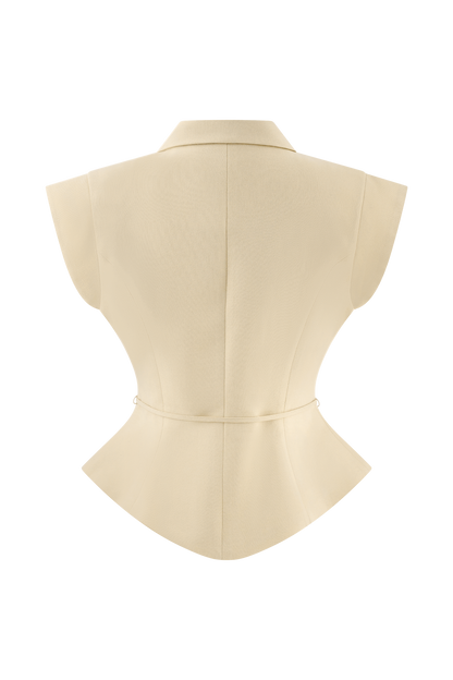 Tina short-sleeved linen blouse - natural beige