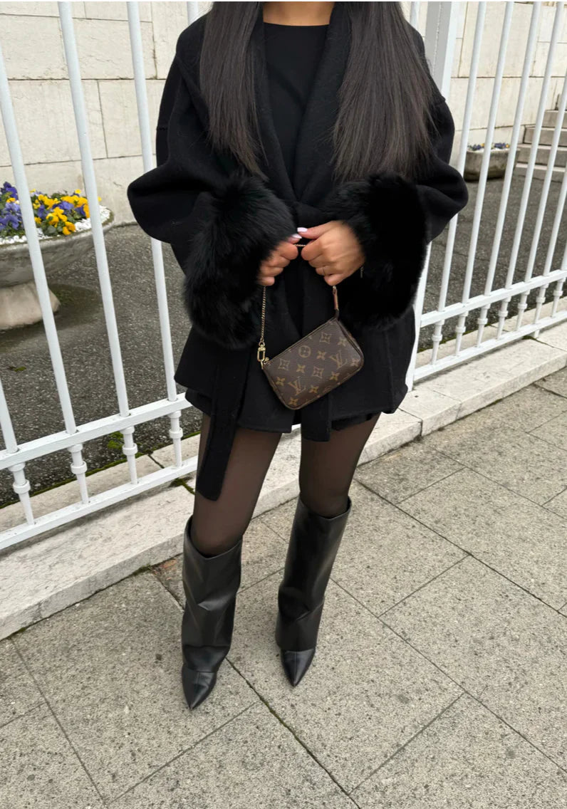 Elysée Fur‑Edged Wool Coat