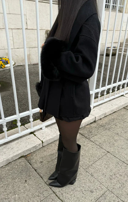 Elysée Fur‑Edged Wool Coat