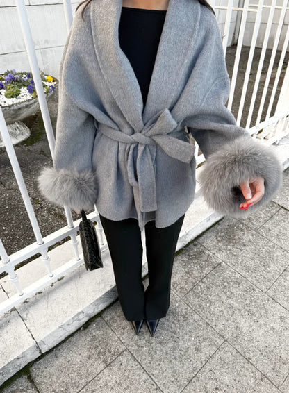 Elysée Fur‑Edged Wool Coat