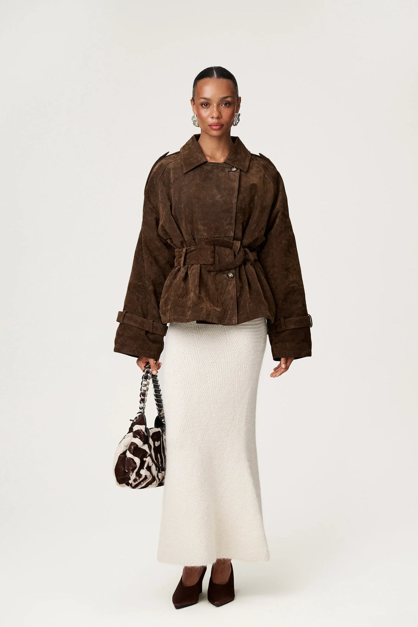 Suede Cropped Trench