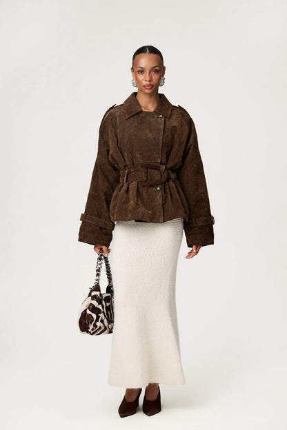 Suede Cropped Trench