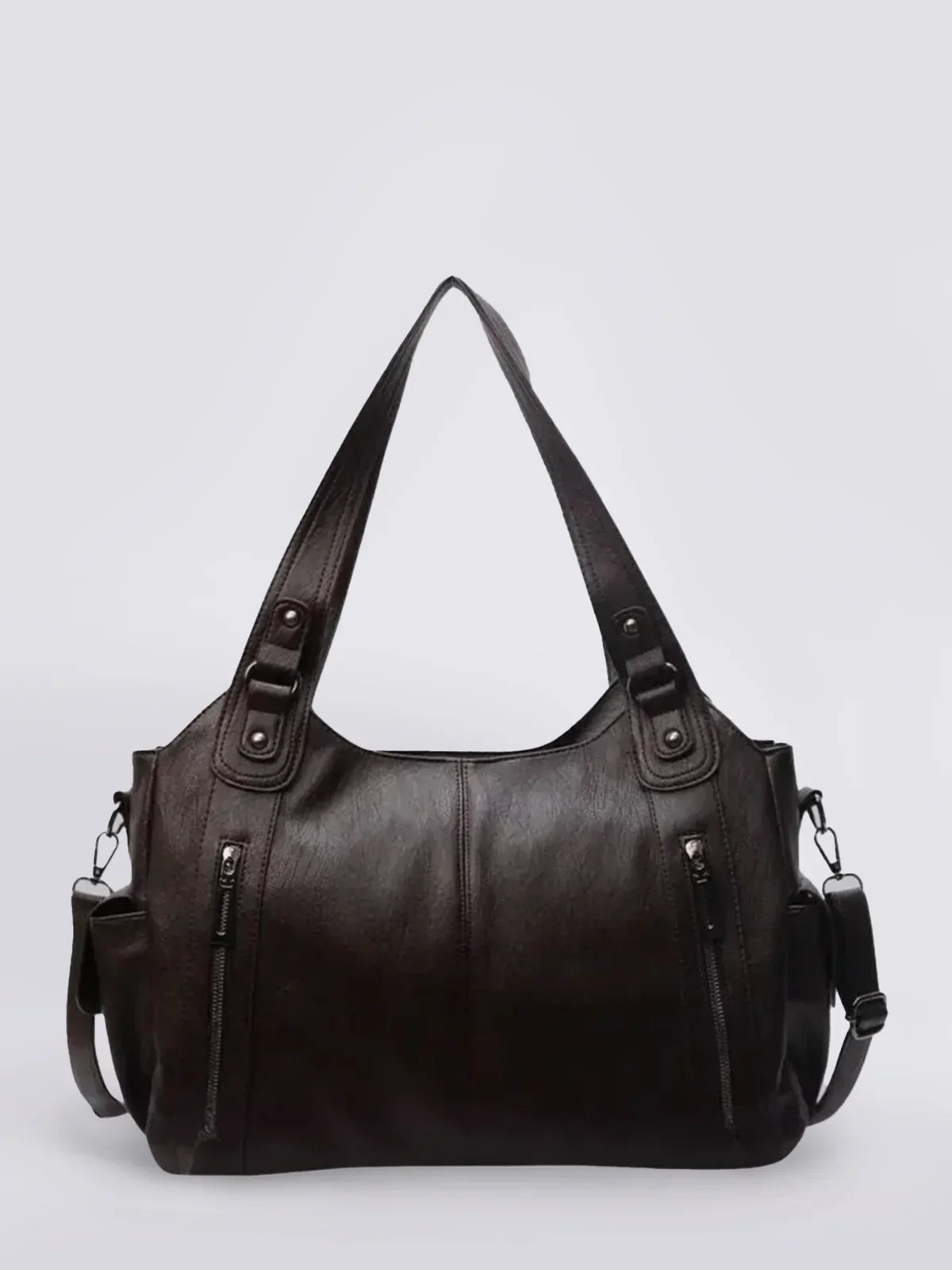 Luxe Zip Leather Shoulder Bag