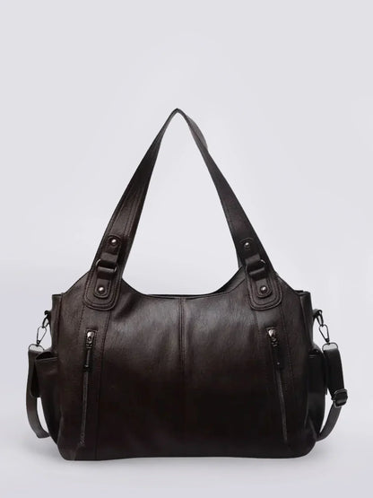 Luxe Zip Leather Shoulder Bag