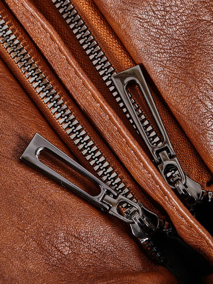 Luxe Zip Leather Shoulder Bag