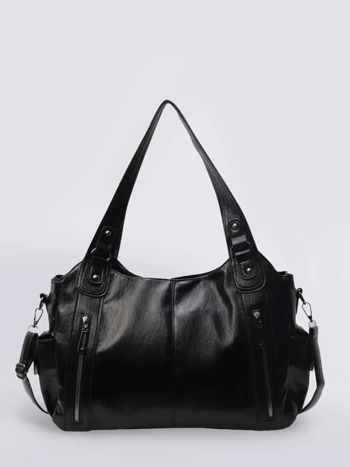 Luxe Zip Leather Shoulder Bag