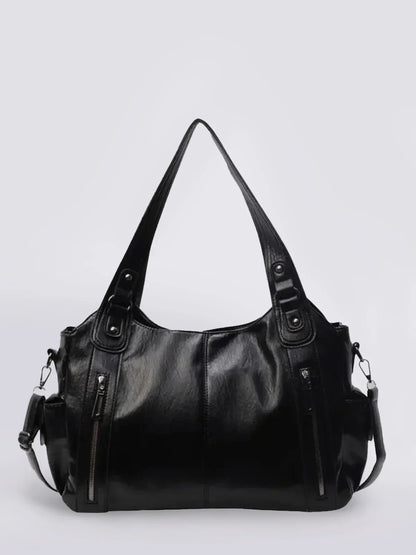 Luxe Zip Leather Shoulder Bag