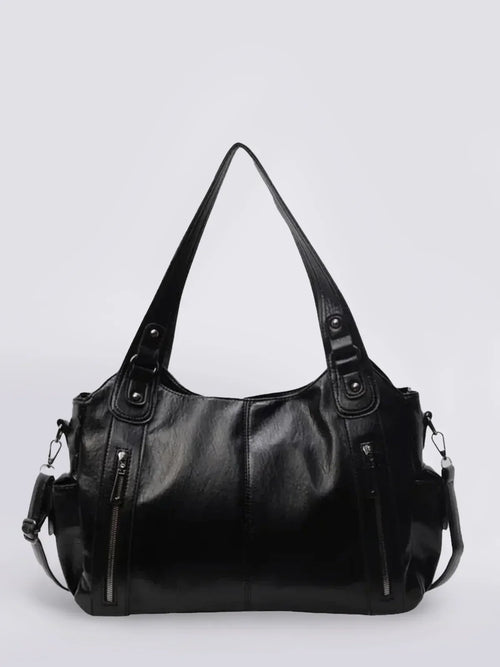 Luxe Zip Leather Shoulder Bag