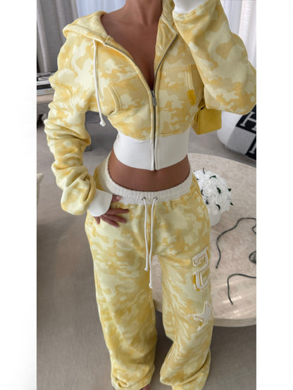 Camo Cropped Track Suit