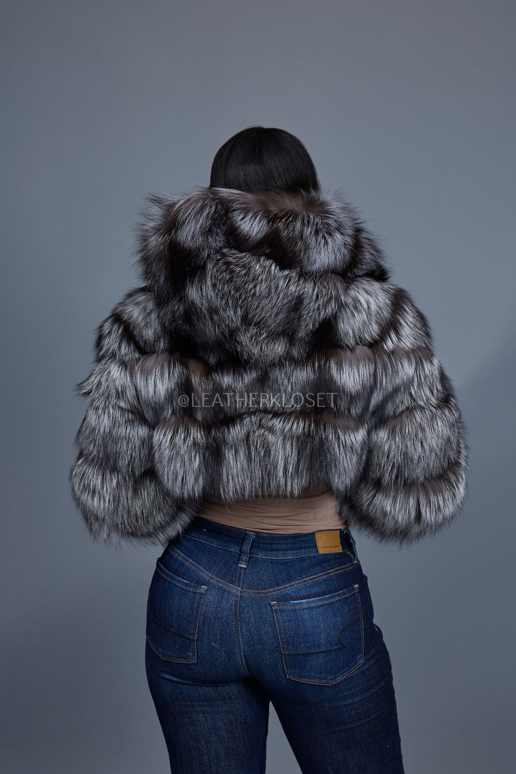 Silver Luxe Crop Bomber with Hood